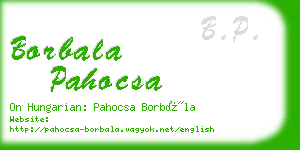 borbala pahocsa business card